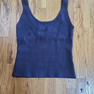 House of Harlow Navy Blue Ribbed Women's Tank Top